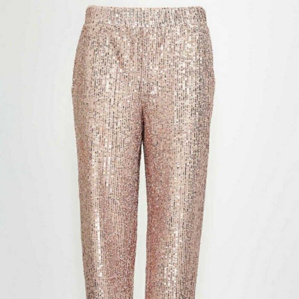 NWT Loft Sequin Jogger Pants Size M in Gold